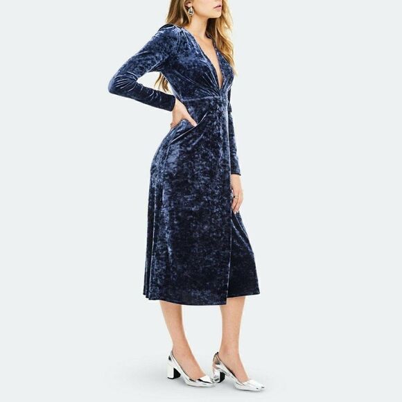 ASTR The Label - S - Women's Georgette Velvet Midi Dress NWT - Picture 2 of 6